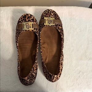 Ralph Lauren Brown Leopard Flats with Gold Accent